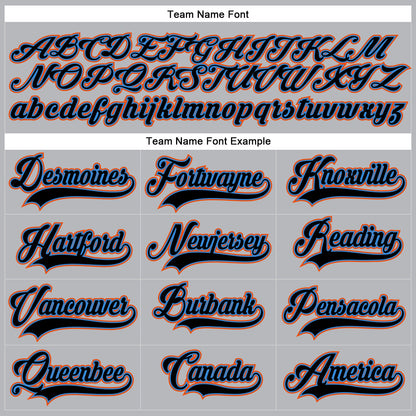 Custom Gray Black Powder Blue-Orange Hockey Lace Neck Jersey - Sky-Custom