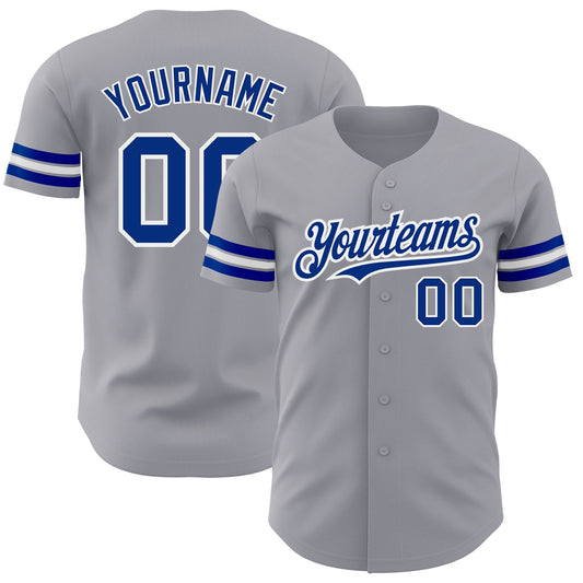 Custom Gray Royal-White Authentic Baseball Jersey - Sky-Custom