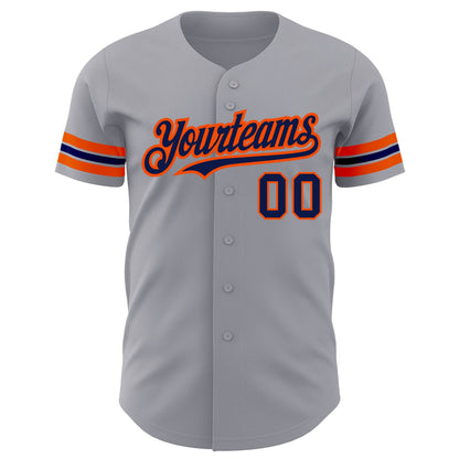 Custom Gray Navy-Orange Authentic Baseball Jersey - Sky-Custom