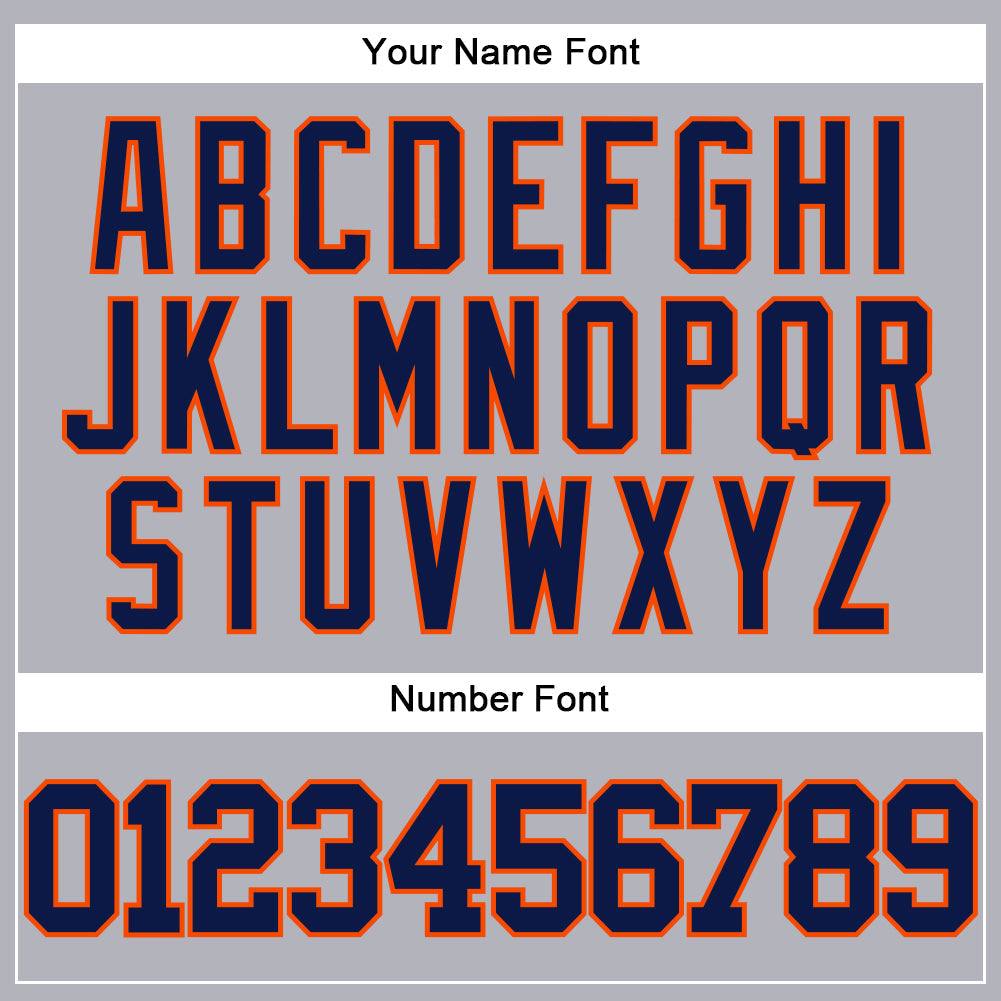 Custom Gray Navy-Orange Authentic Baseball Jersey - Sky-Custom