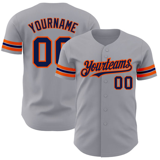 Custom Gray Navy-Orange Authentic Baseball Jersey - Sky-Custom