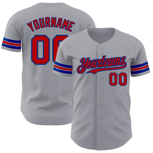 Custom Gray Red-Royal Authentic Baseball Jersey - Sky-Custom