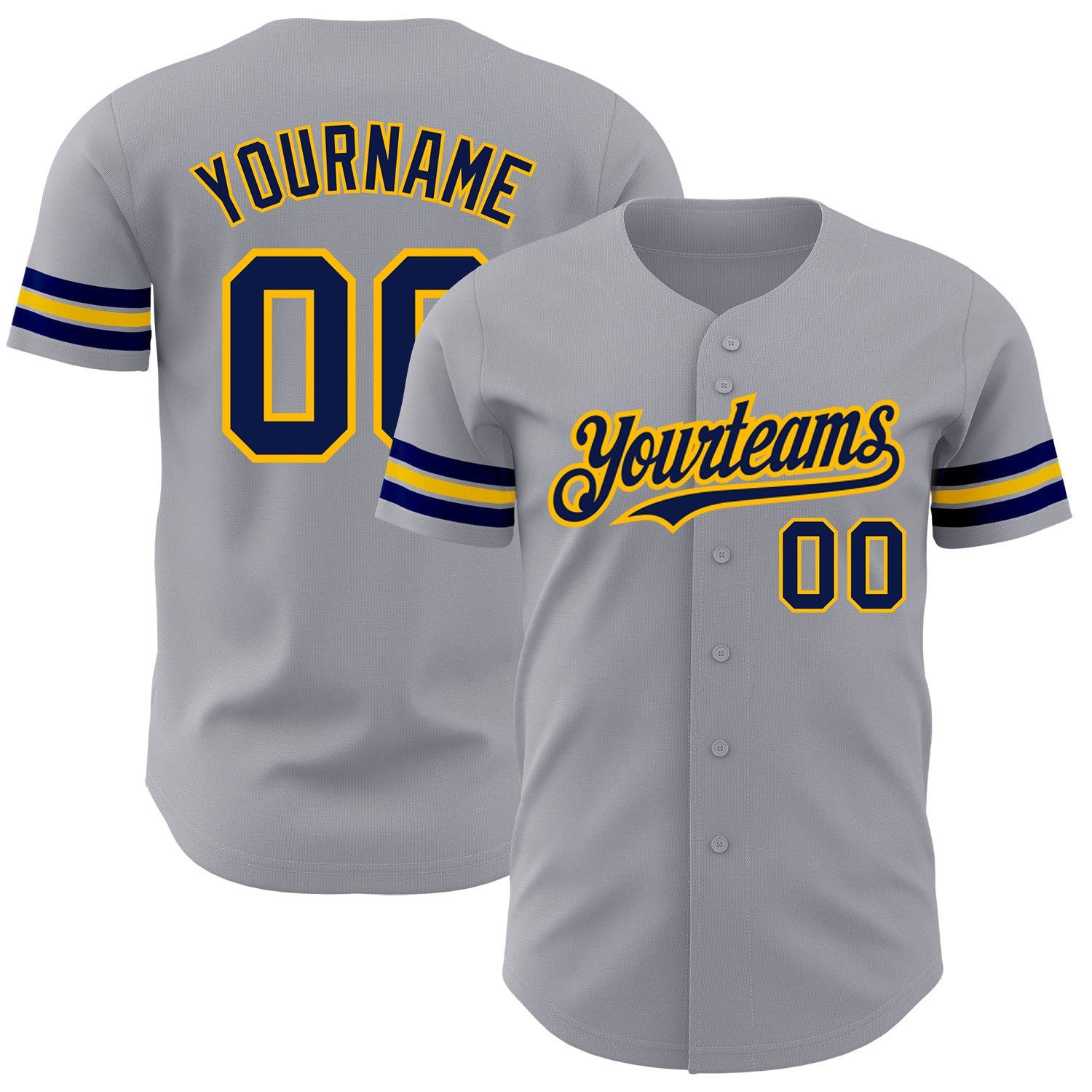Custom Gray Navy-Gold Authentic Baseball Jersey - Sky-Custom