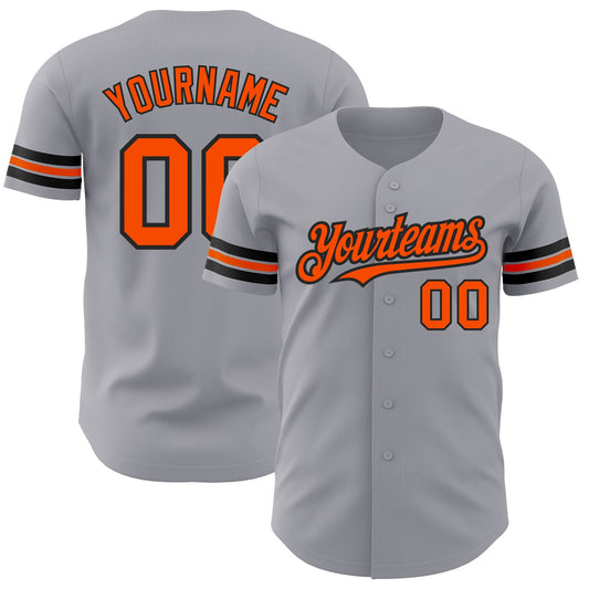 Custom Gray Orange-Black Authentic Baseball Jersey - Sky-Custom