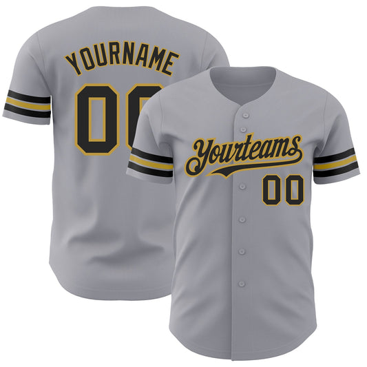 Custom Gray Black-Old Gold Authentic Baseball Jersey - Sky-Custom