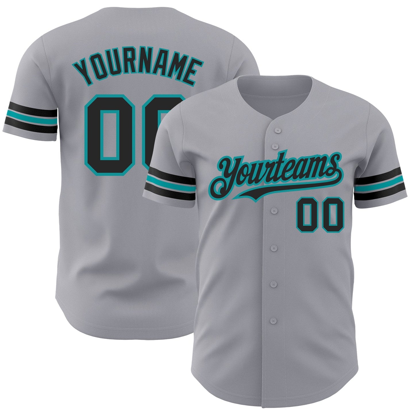 Custom Gray Black-Teal Authentic Baseball Jersey - Sky-Custom