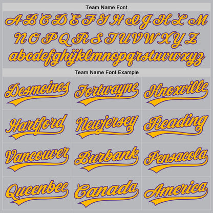Custom Gray Purple-Gold Authentic Throwback Baseball Jersey - Sky-Custom