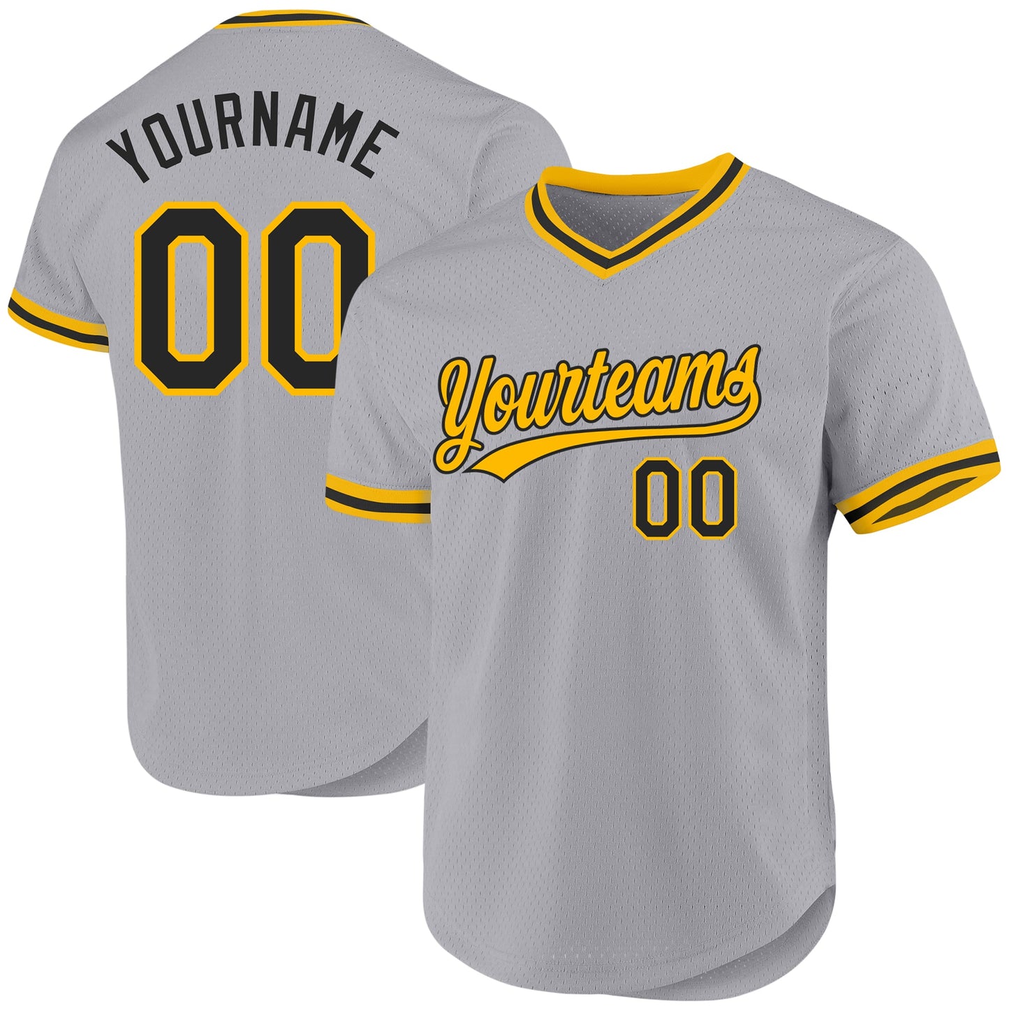 Custom Gray Black-Gold Authentic Throwback Baseball Jersey - Sky-Custom