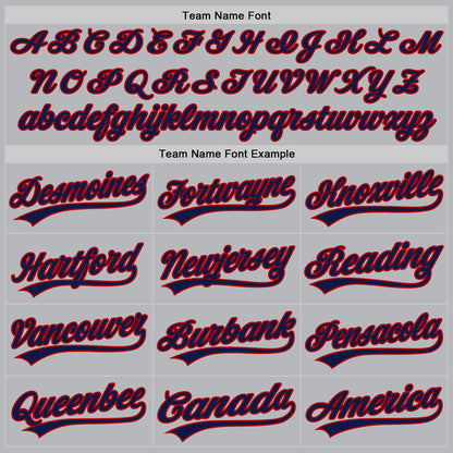 Custom Gray Navy-Red Authentic Throwback Baseball Jersey - Sky-Custom