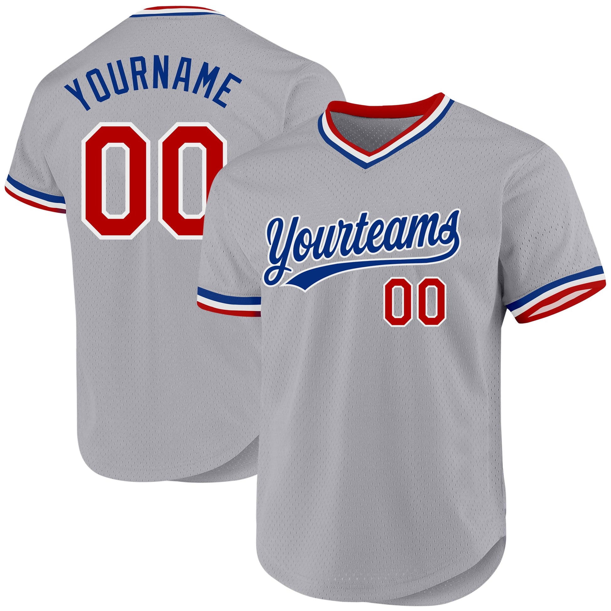 Custom Gray Red-Royal Authentic Throwback Baseball Jersey - Sky-Custom