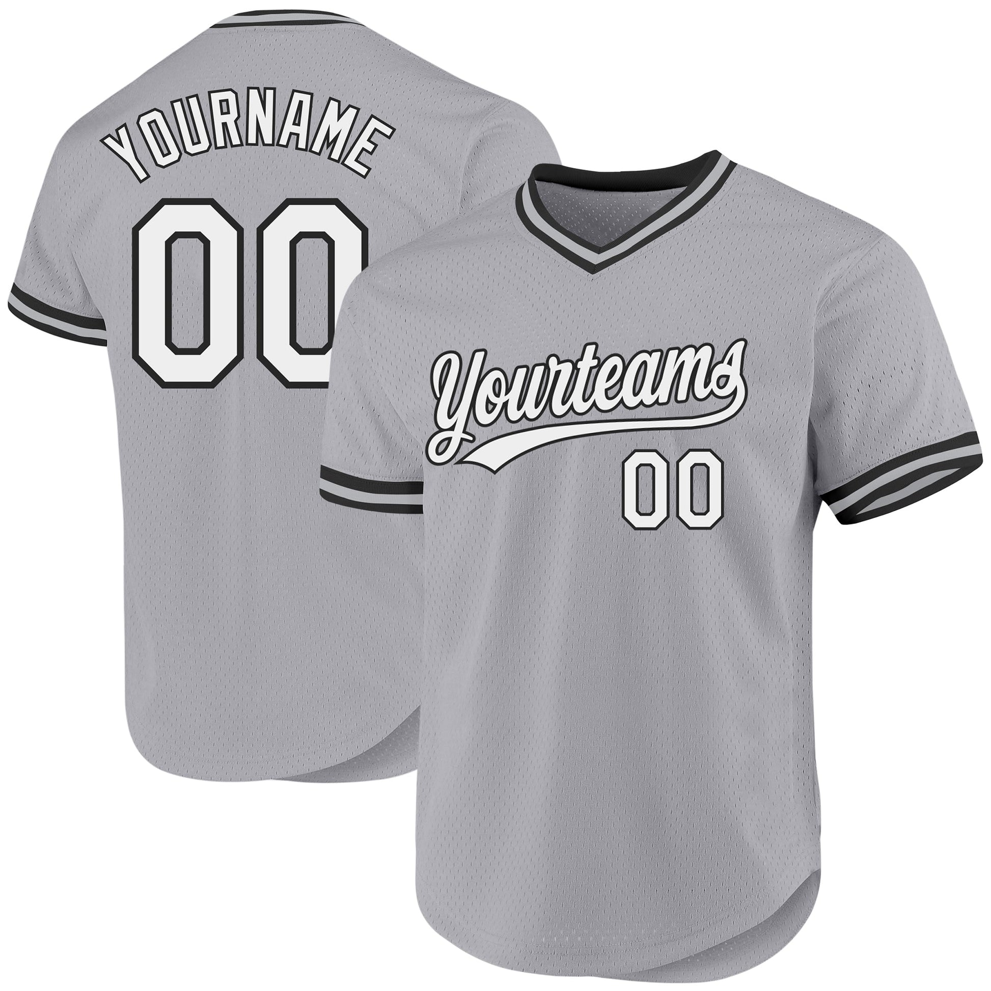 Custom Gray White-Black Authentic Throwback Baseball Jersey - Sky-Custom