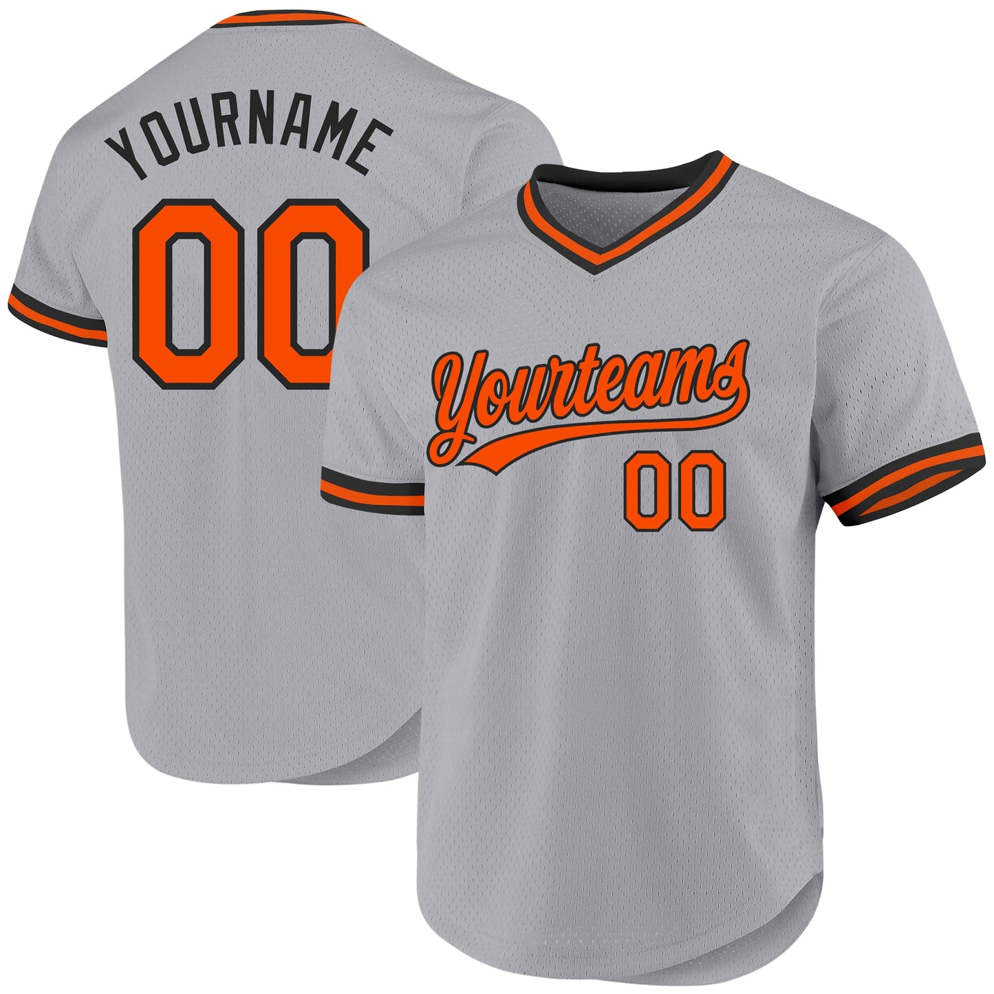 Custom Gray Orange-Black Authentic Throwback Baseball Jersey - Sky-Custom