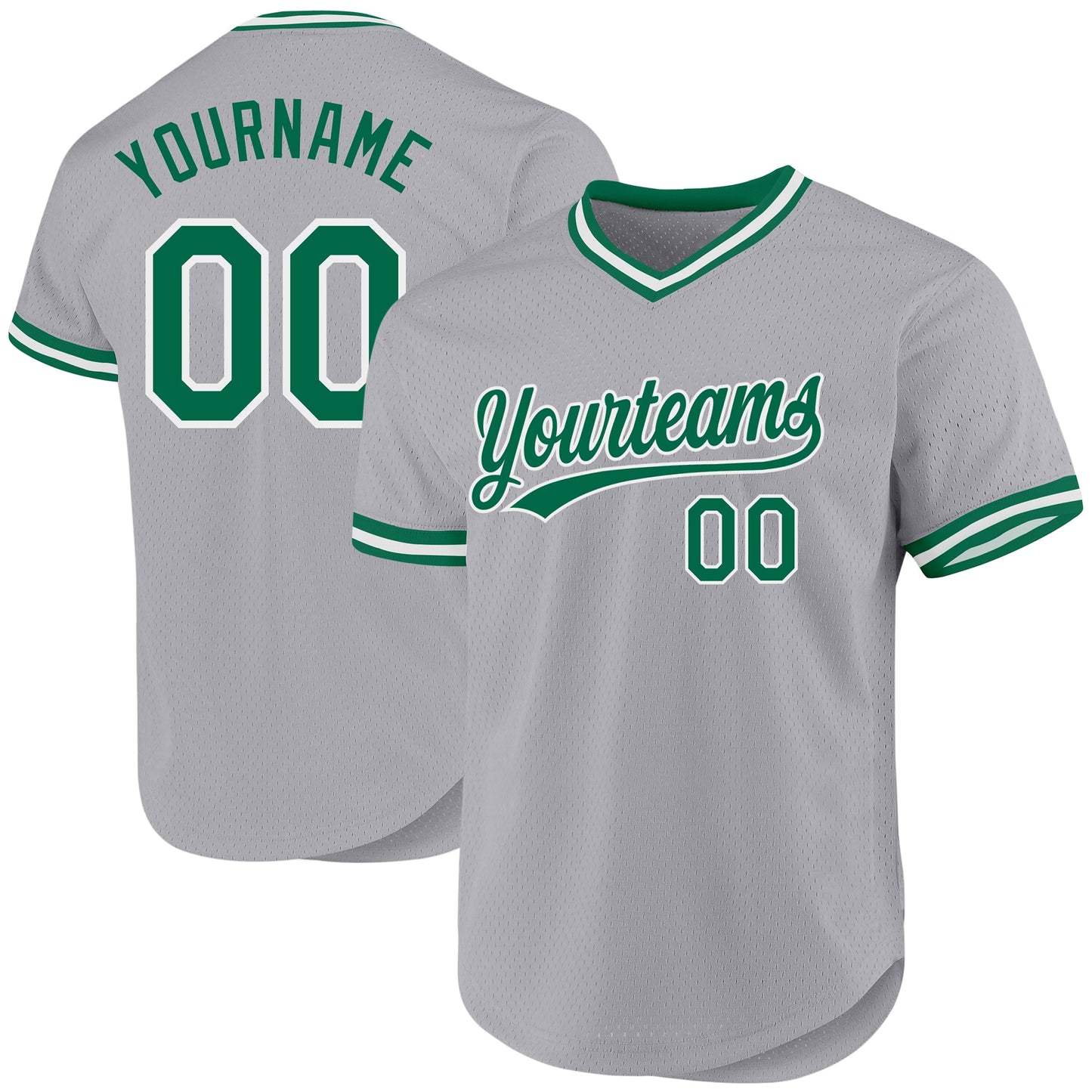 Custom Gray Kelly Green-White Authentic Throwback Baseball Jersey - Sky-Custom
