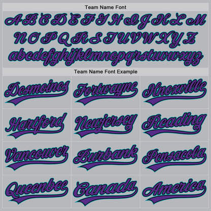 Custom Gray Purple Black-Teal Authentic Throwback Baseball Jersey - Sky-Custom