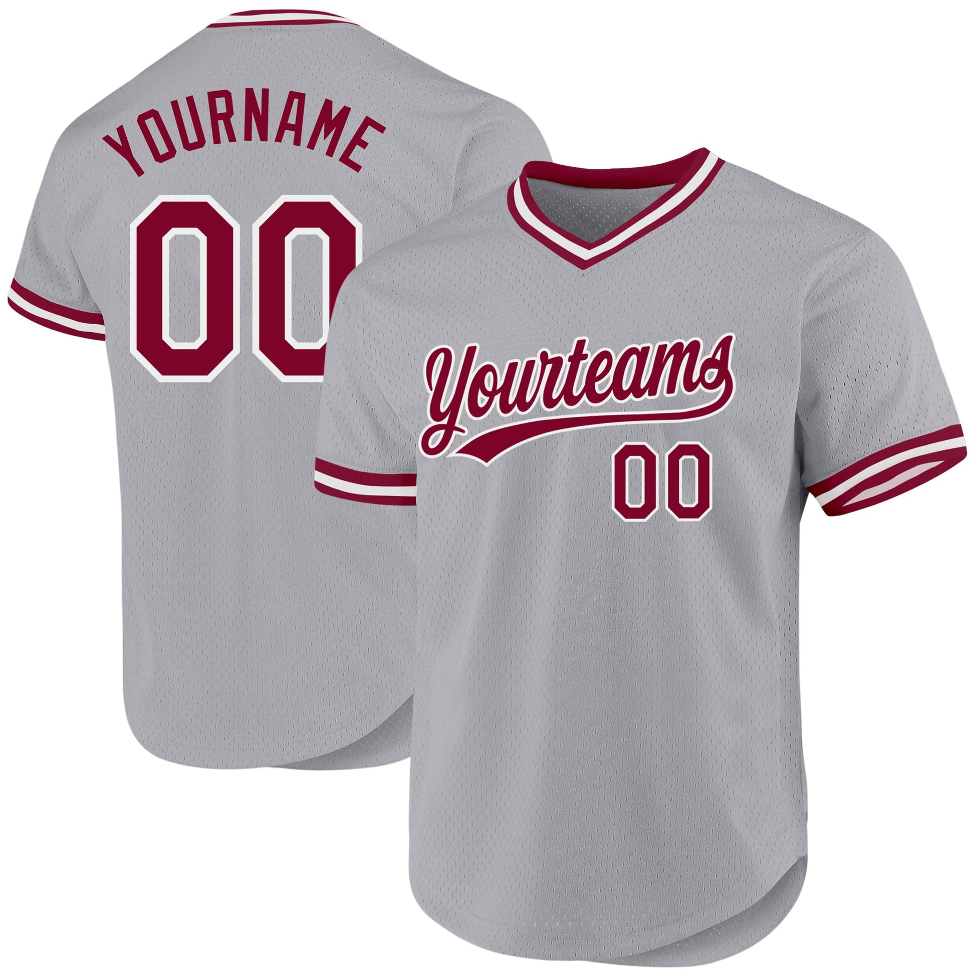 Custom Gray Maroon-White Authentic Throwback Baseball Jersey - Sky-Custom