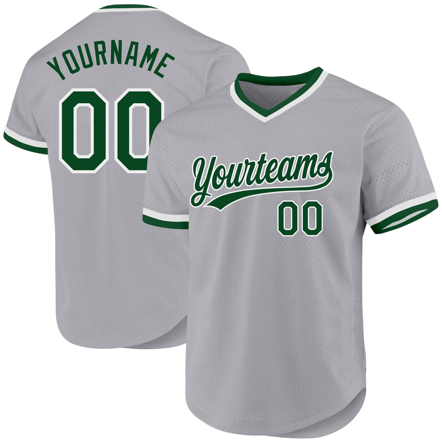 Custom Gray Green-White Authentic Throwback Baseball Jersey - Sky-Custom