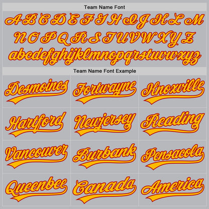 Custom Gray Gold-Red Authentic Throwback Baseball Jersey - Sky-Custom