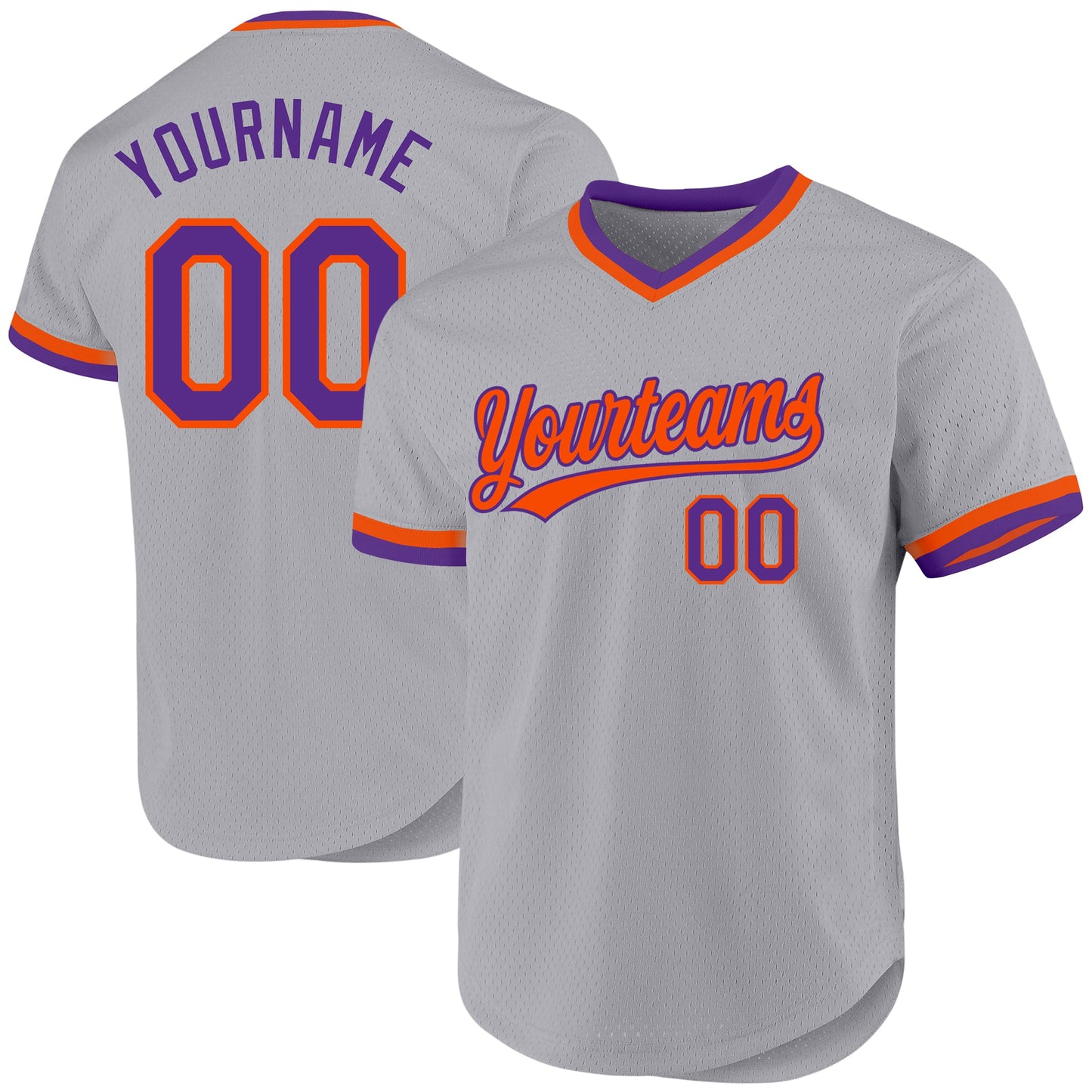 Custom Gray Purple-Orange Authentic Throwback Baseball Jersey - Sky-Custom