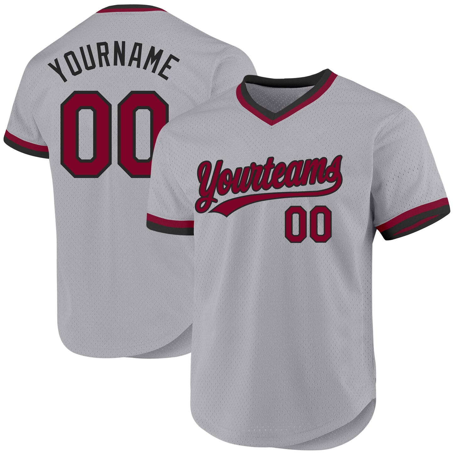 Custom Gray Maroon-Black Authentic Throwback Baseball Jersey - Sky-Custom