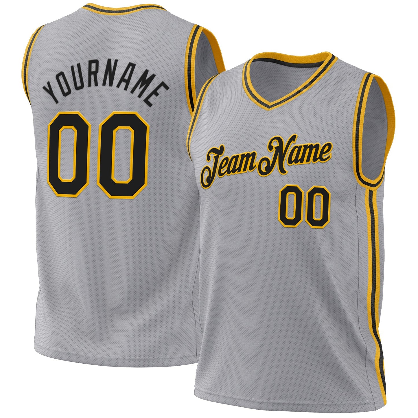 Custom Gray Black-Gold Authentic Throwback Basketball Jersey - Sky-Custom