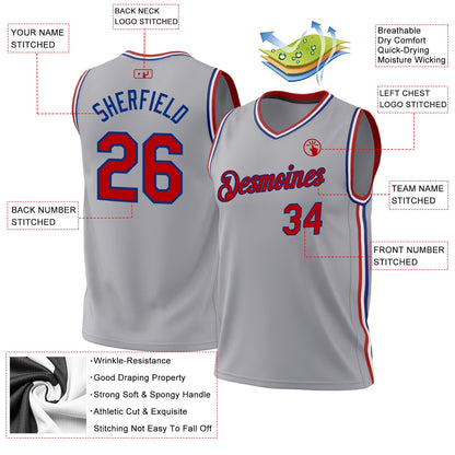 Custom Gray Red-Royal Authentic Throwback Basketball Jersey - Sky-Custom