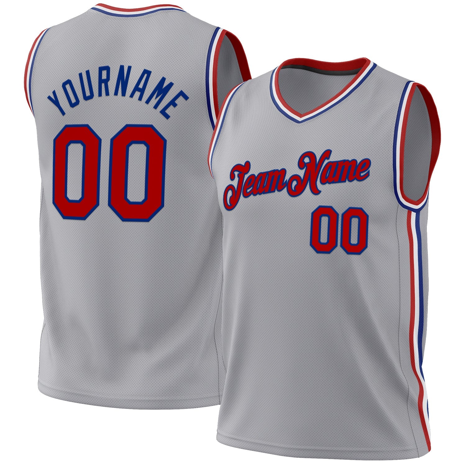 Custom Gray Red-Royal Authentic Throwback Basketball Jersey - Sky-Custom