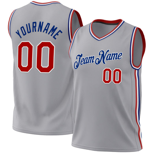 Custom Gray Red-Royal Authentic Throwback Basketball Jersey - Sky-Custom