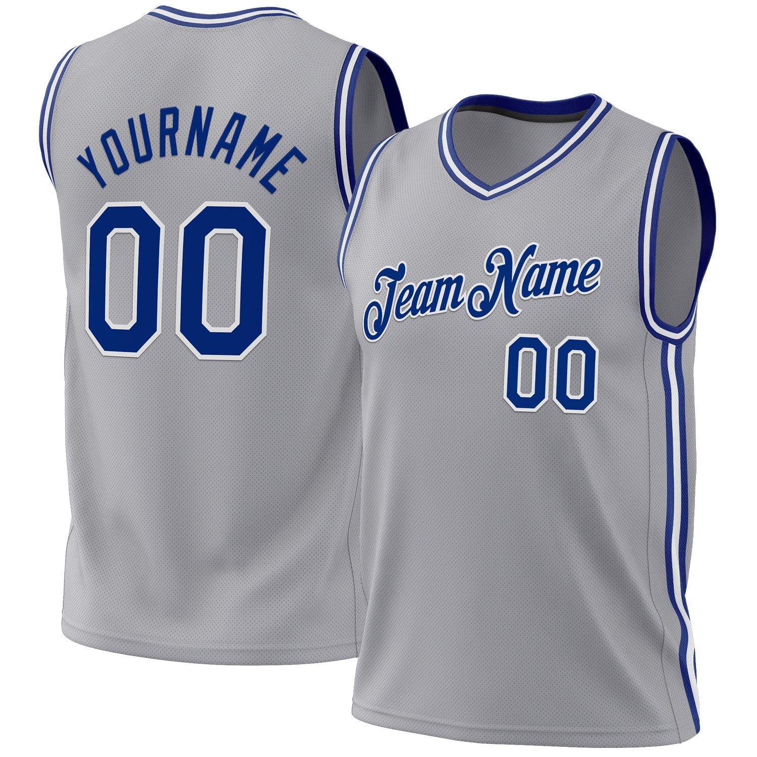 Custom Gray Royal-White Authentic Throwback Basketball Jersey - Sky-Custom