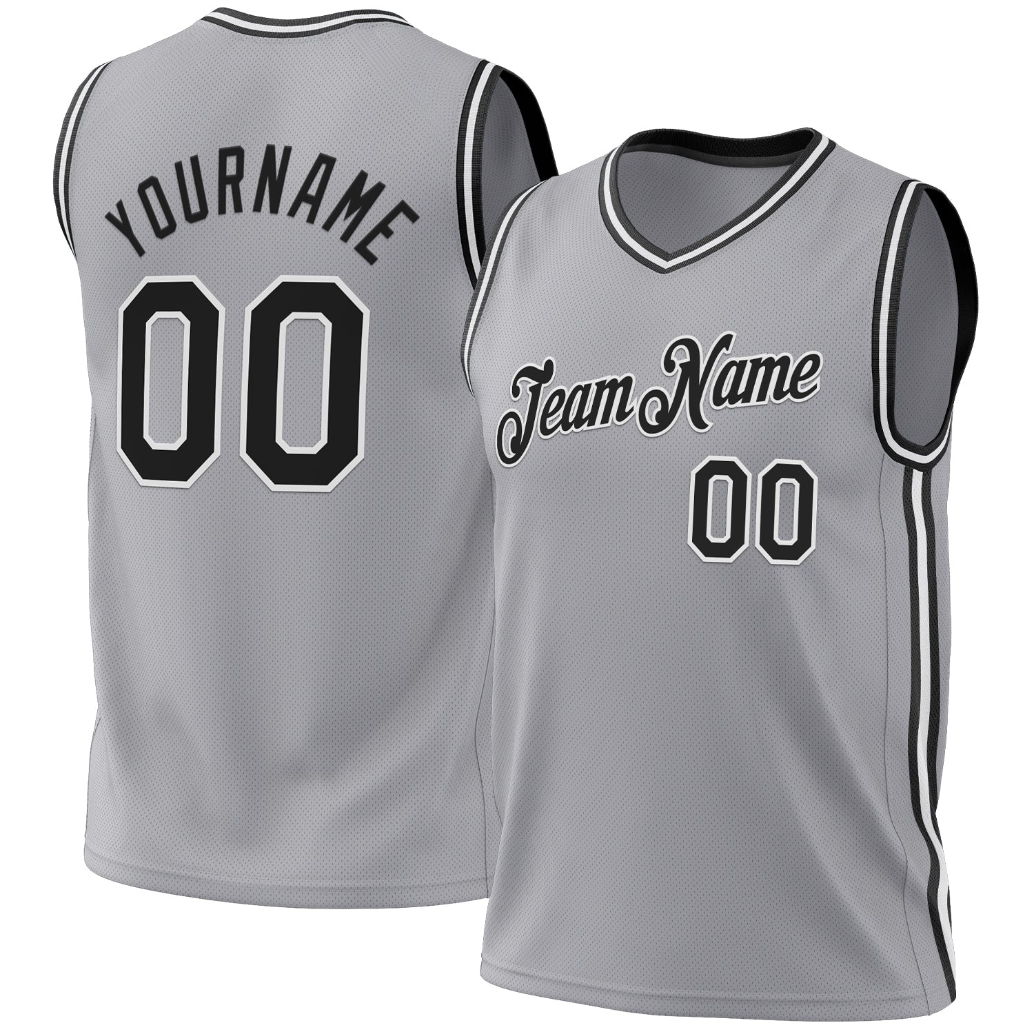 Custom Gray Black-White Authentic Throwback Basketball Jersey - Sky-Custom