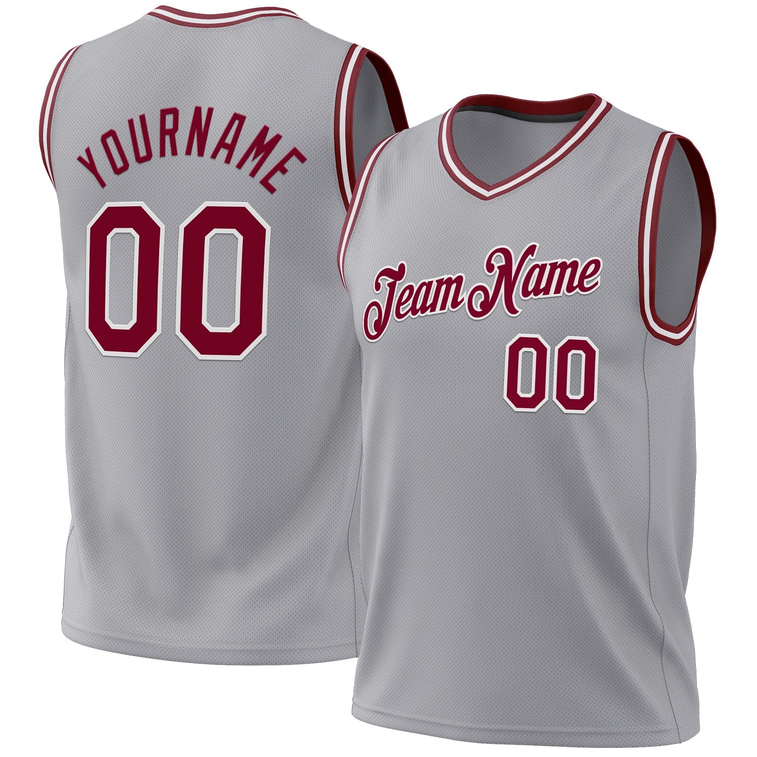 Custom Gray Maroon-White Authentic Throwback Basketball Jersey - Sky-Custom