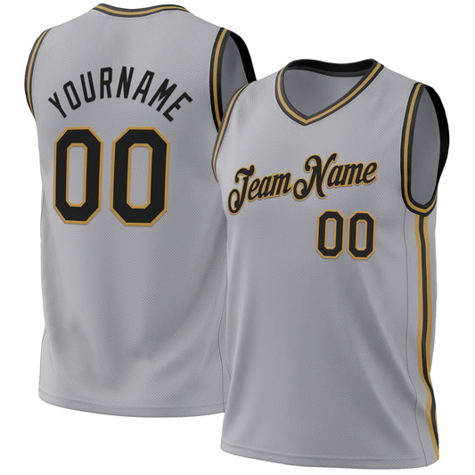 Custom Gray Black-Old Gold Authentic Throwback Basketball Jersey - Sky-Custom