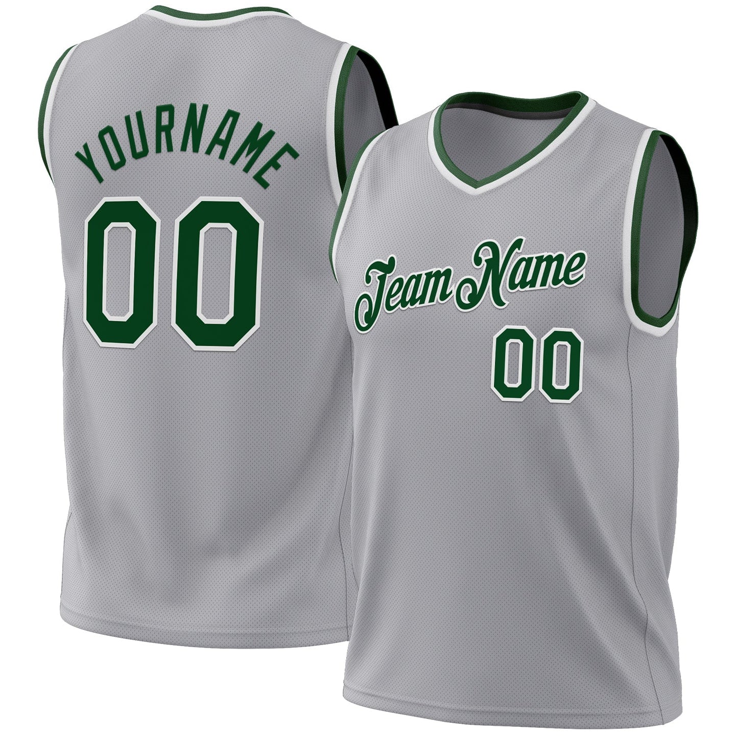Custom Gray Green-White Authentic Throwback Basketball Jersey - Sky-Custom
