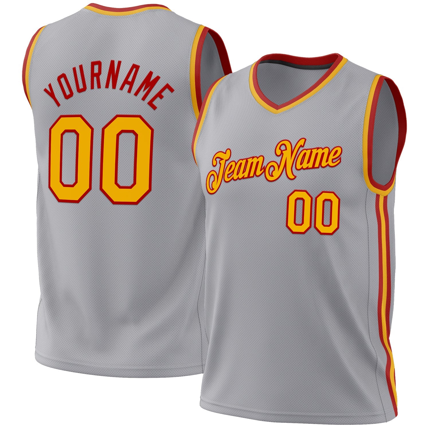 Custom Gray Gold-Red Authentic Throwback Basketball Jersey - Sky-Custom