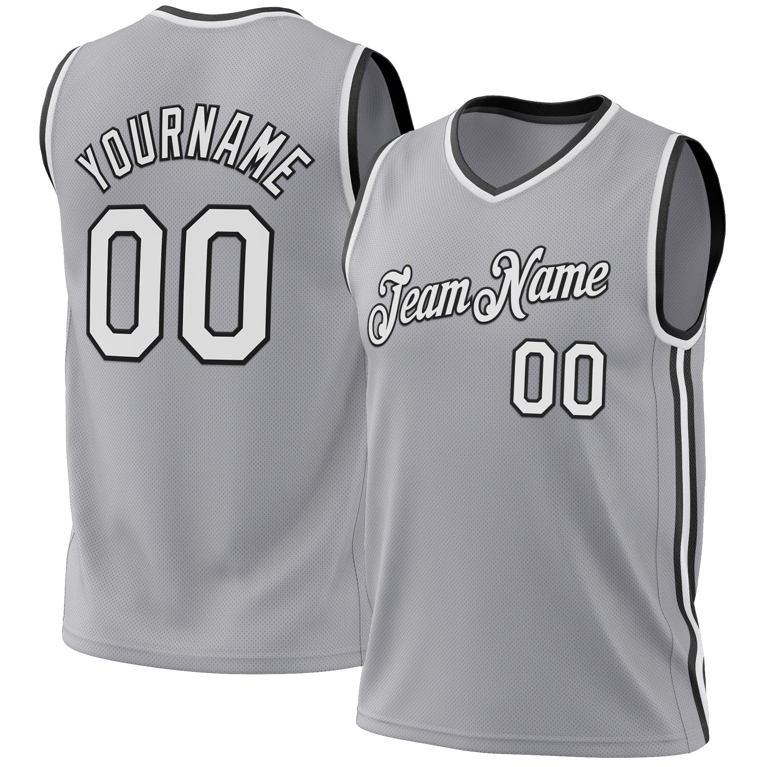 Custom Gray White-Black Authentic Throwback Basketball Jersey - Sky-Custom