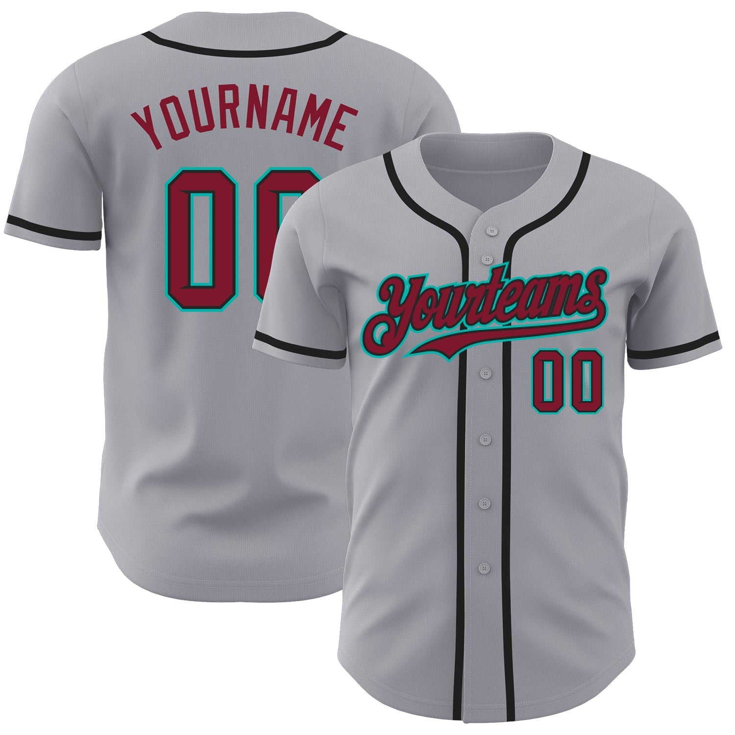 Custom Gray Crimson Black-Aqua Authentic Baseball Jersey - Sky-Custom