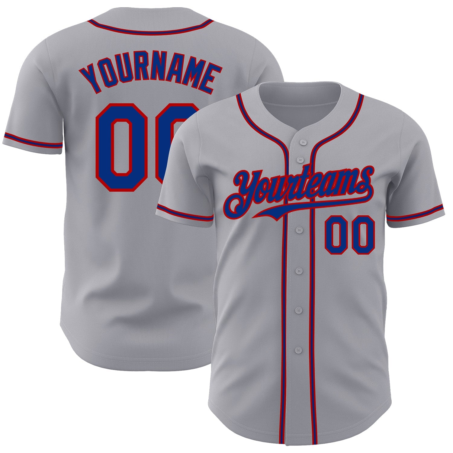 Custom Gray Royal-Red Authentic Baseball Jersey - Sky-Custom