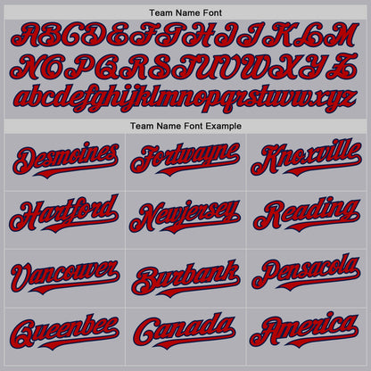 Custom Gray Red-Navy Mesh Authentic Throwback Baseball Jersey - Sky-Custom