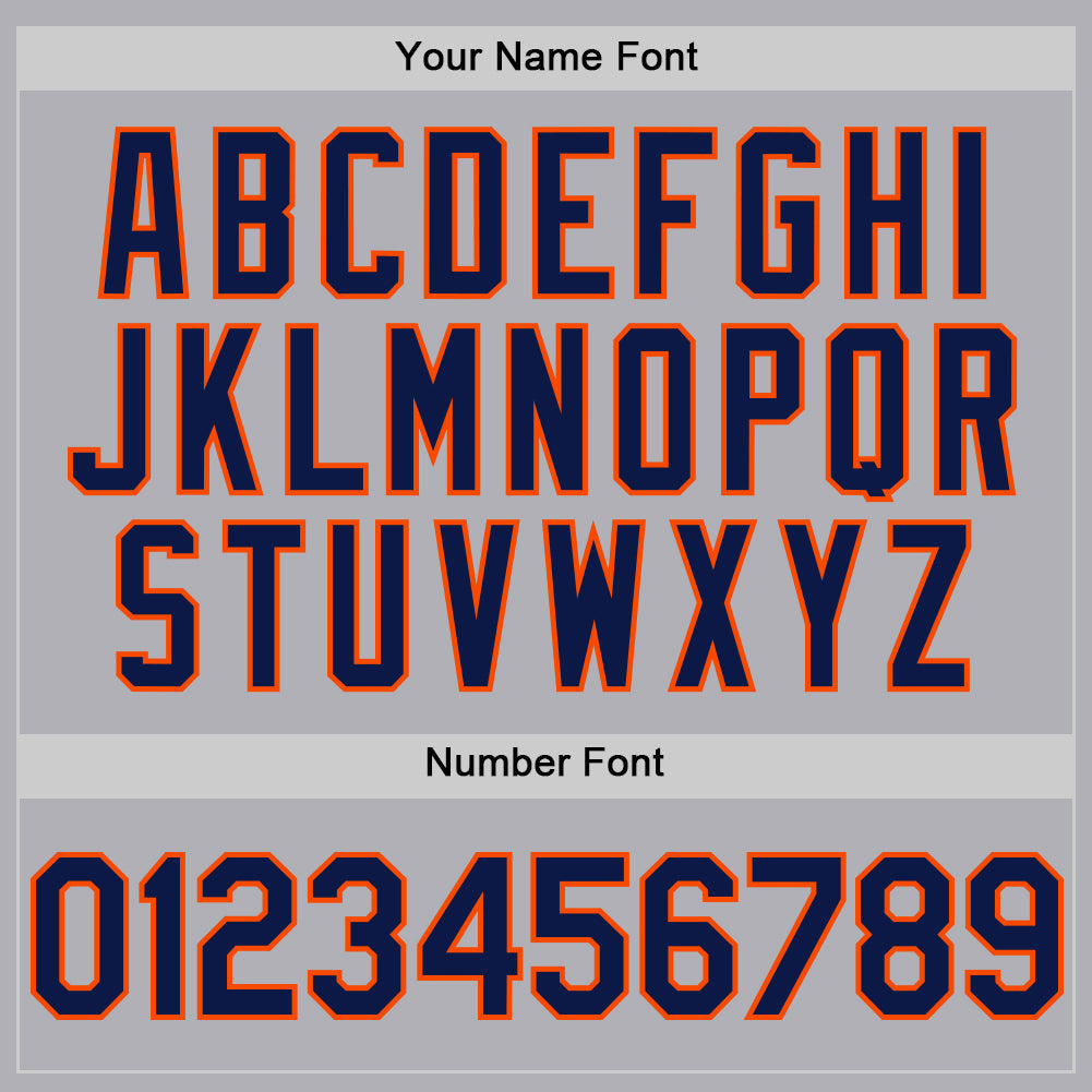 Custom Gray Navy-Orange Mesh Authentic Throwback Baseball Jersey - Sky-Custom