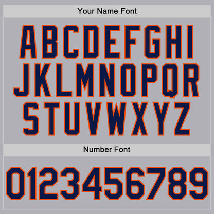 Custom Gray Navy-Orange Mesh Authentic Throwback Baseball Jersey - Sky-Custom