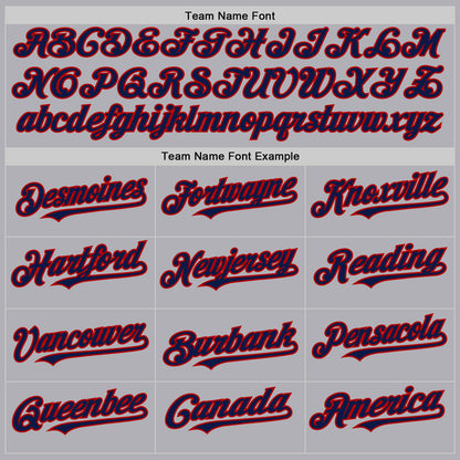 Custom Gray Navy-Red Mesh Authentic Throwback Baseball Jersey - Sky-Custom