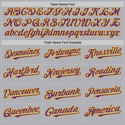 Custom Gray Purple-Gold Mesh Authentic Throwback Baseball Jersey - Sky-Custom