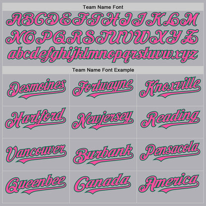 Custom Gray Pink-Kelly Green Mesh Authentic Throwback Baseball Jersey - Sky-Custom