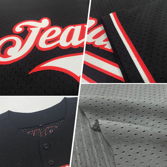 Custom Gray Red-White Mesh Authentic Throwback Baseball Jersey - Sky-Custom