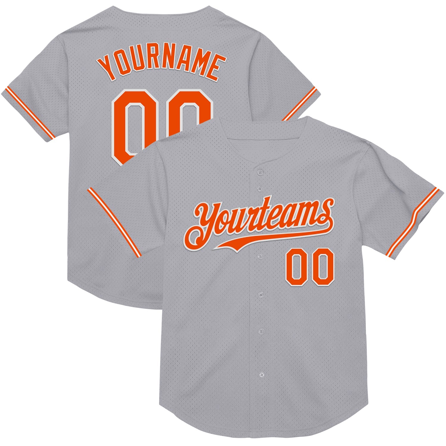 Custom Gray Orange-White Mesh Authentic Throwback Baseball Jersey - Sky-Custom