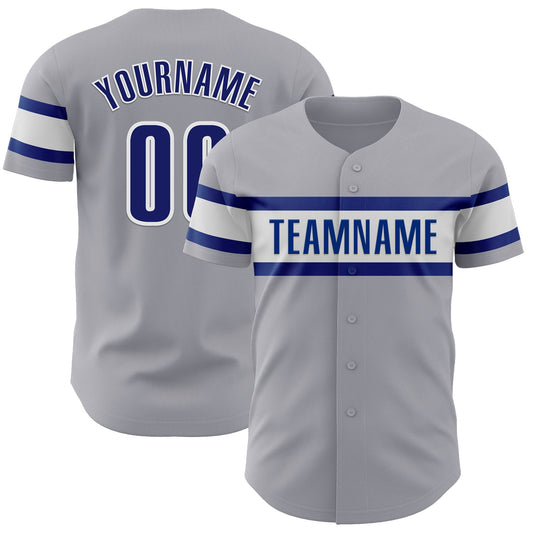 Custom Gray Royal-White Authentic Baseball Jersey - Sky-Custom