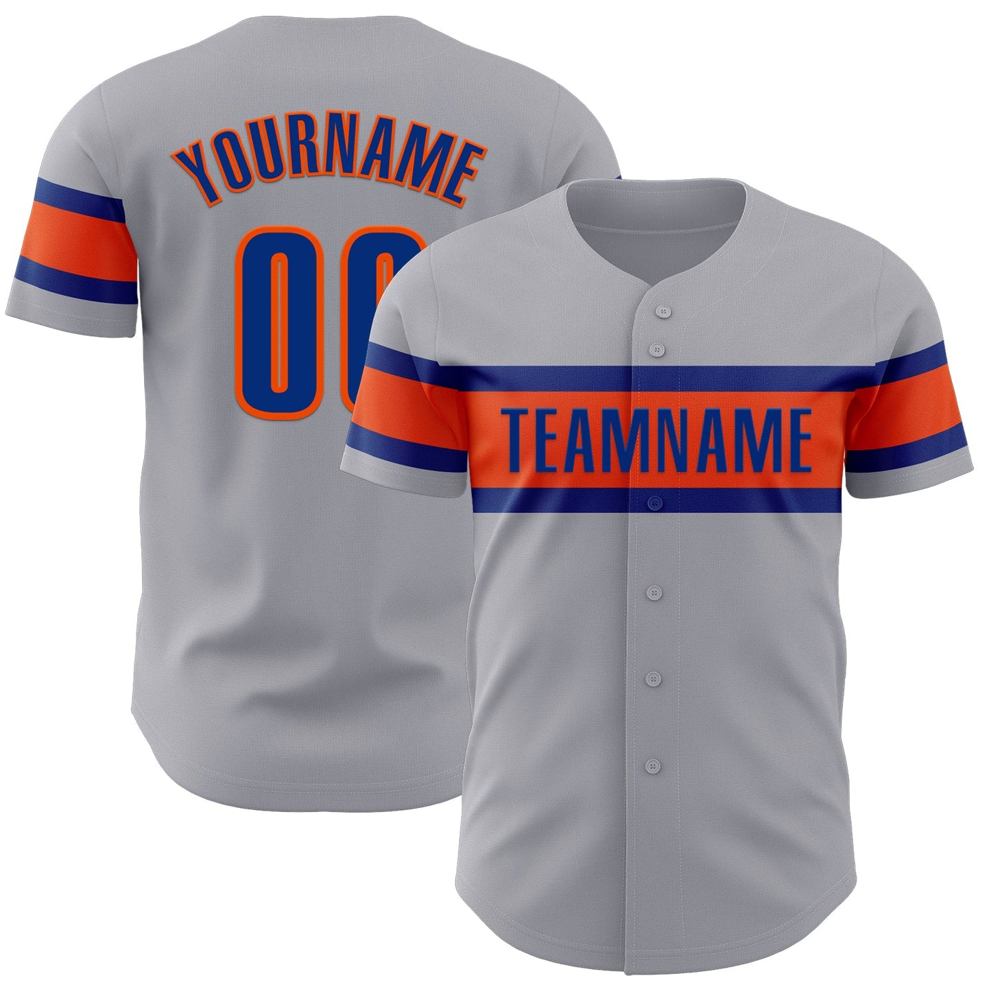 Custom Gray Royal-Orange Authentic Baseball Jersey - Sky-Custom