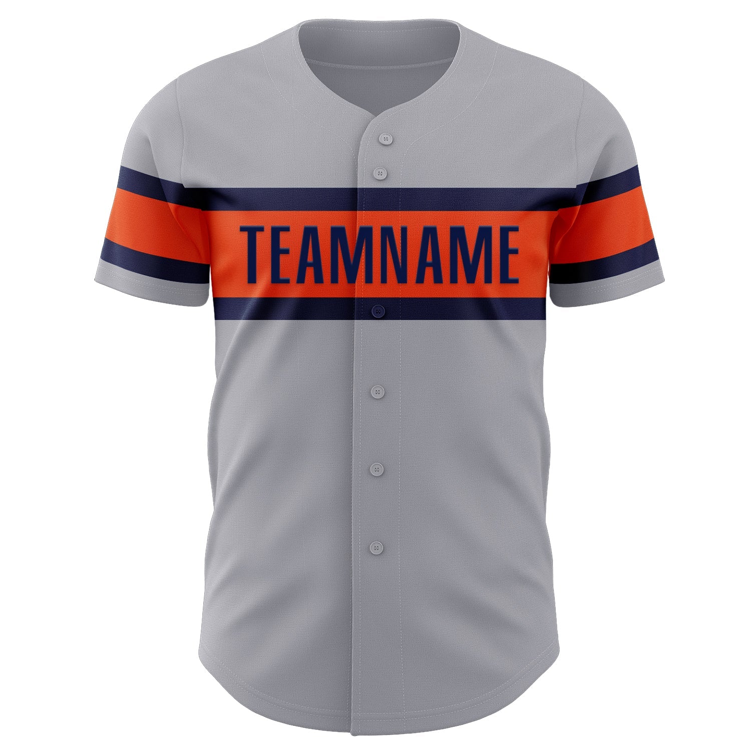 Custom Gray Navy-Orange Authentic Baseball Jersey - Sky-Custom