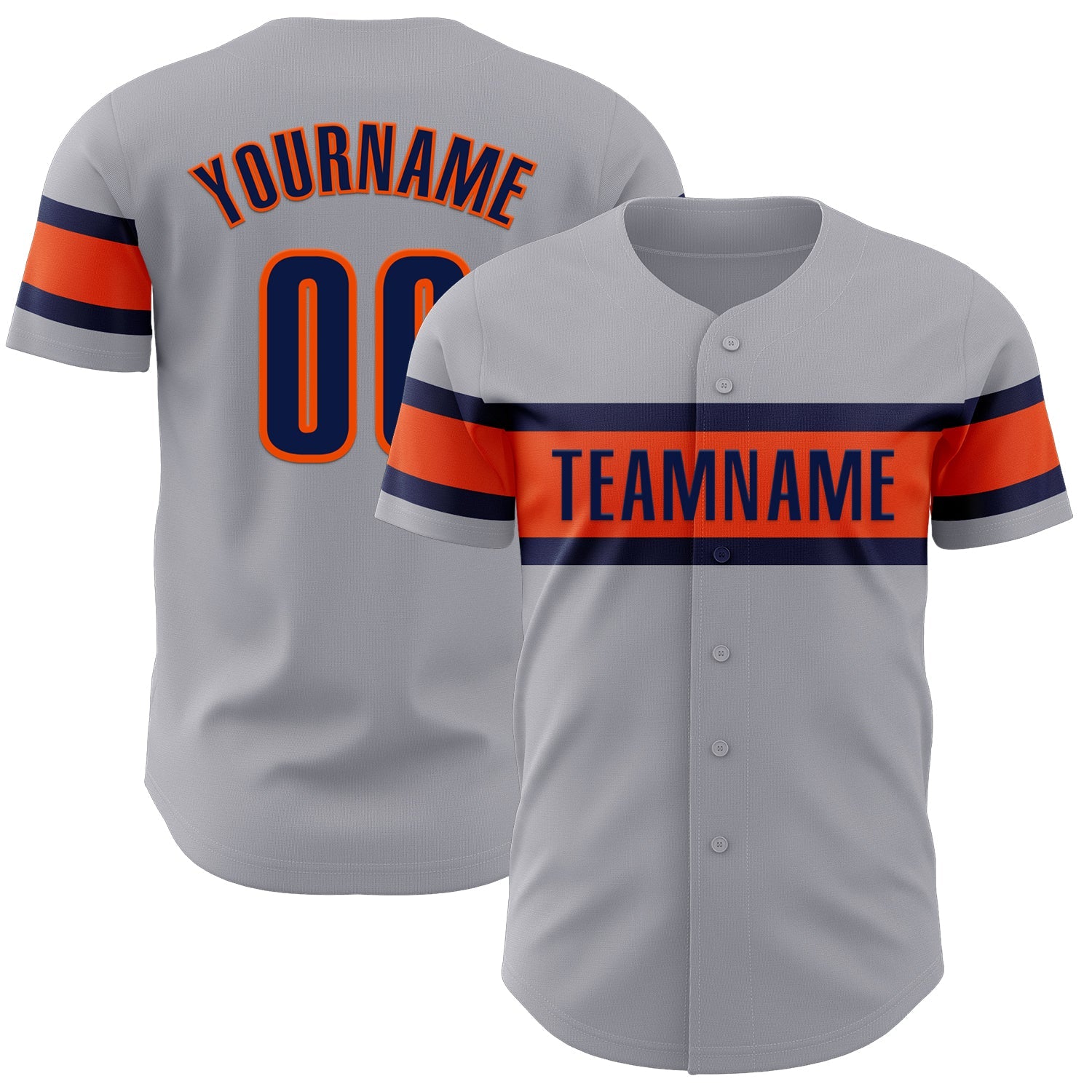 Custom Gray Navy-Orange Authentic Baseball Jersey - Sky-Custom