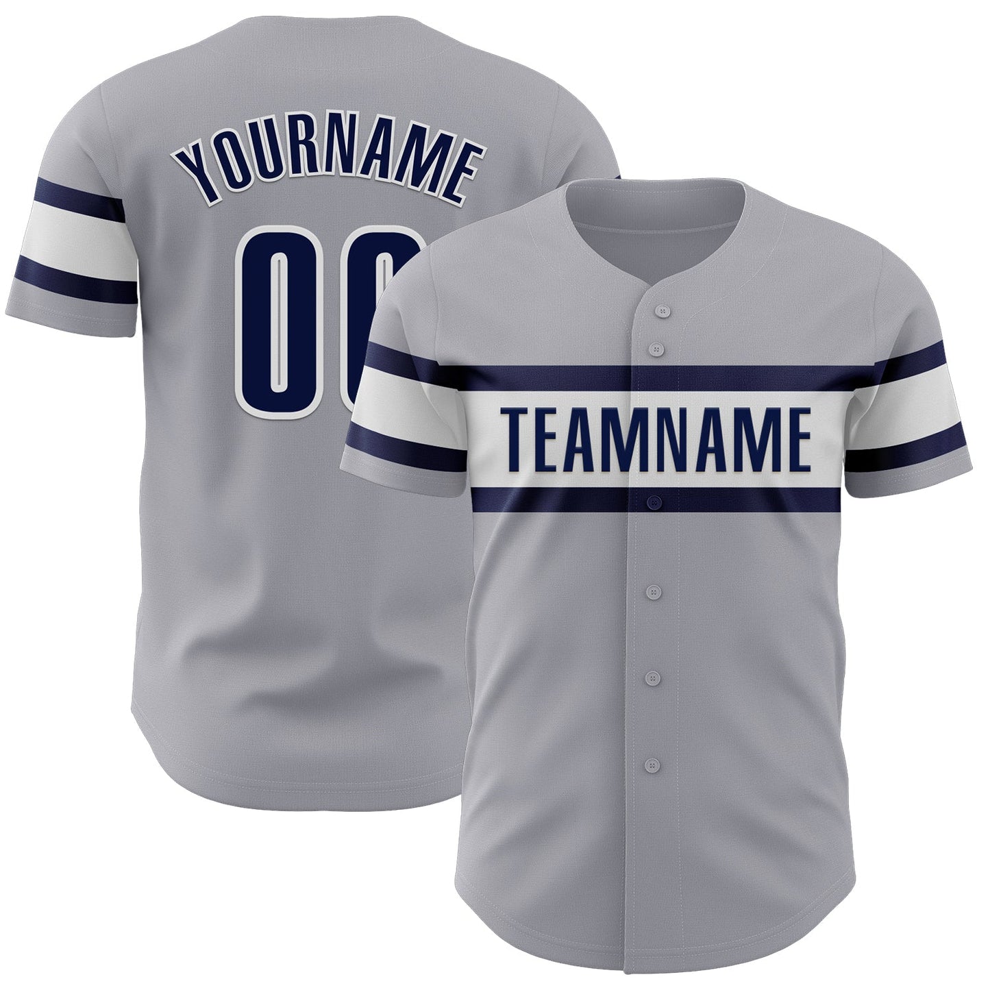 Custom Gray Navy-White Authentic Baseball Jersey - Sky-Custom