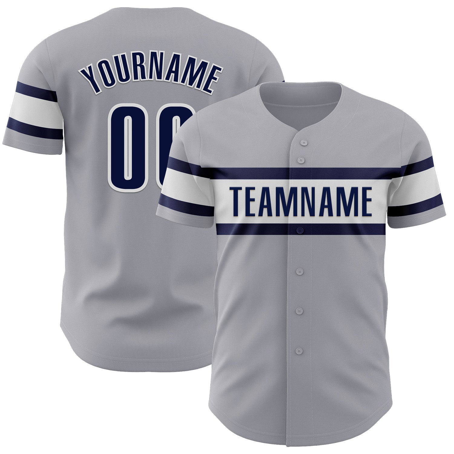Custom Gray Navy-White Authentic Baseball Jersey - Sky-Custom